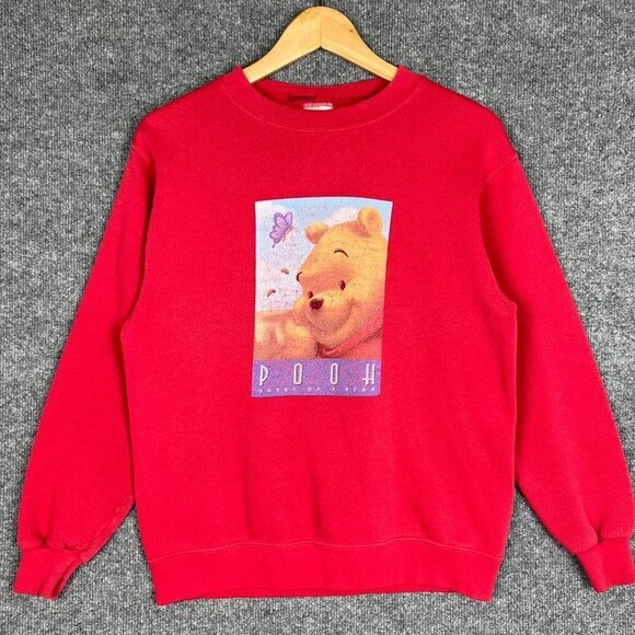 Disney Tops - VINTAGE 90's‎ Disney Pooh Bear Red Crewneck Women's Sweatshirt Size S